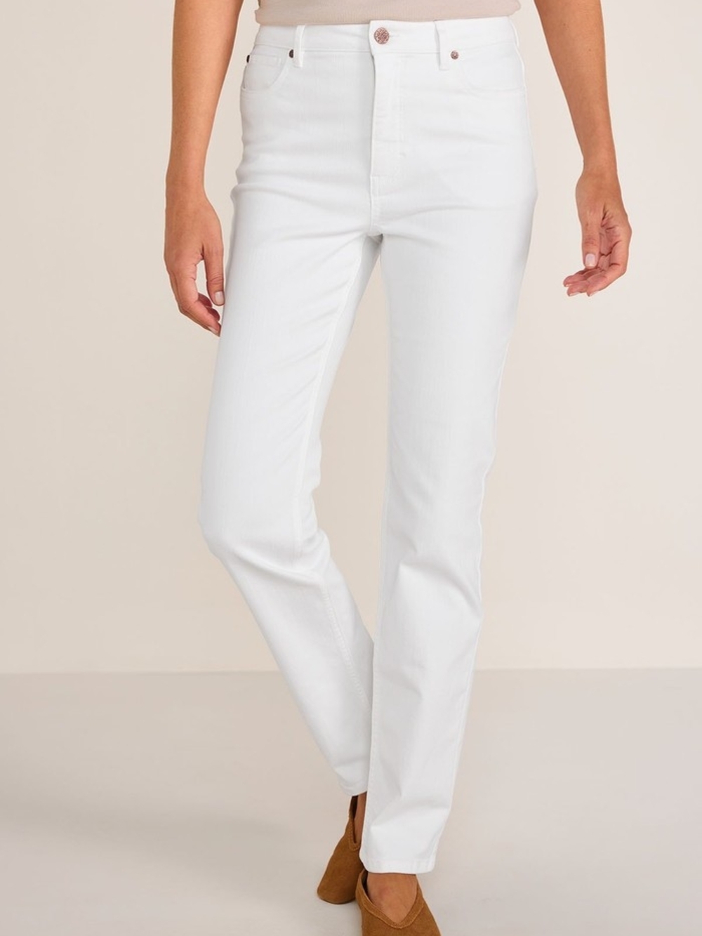 Soft Surroundings White Ultimate Denim Straight Leg Jeans